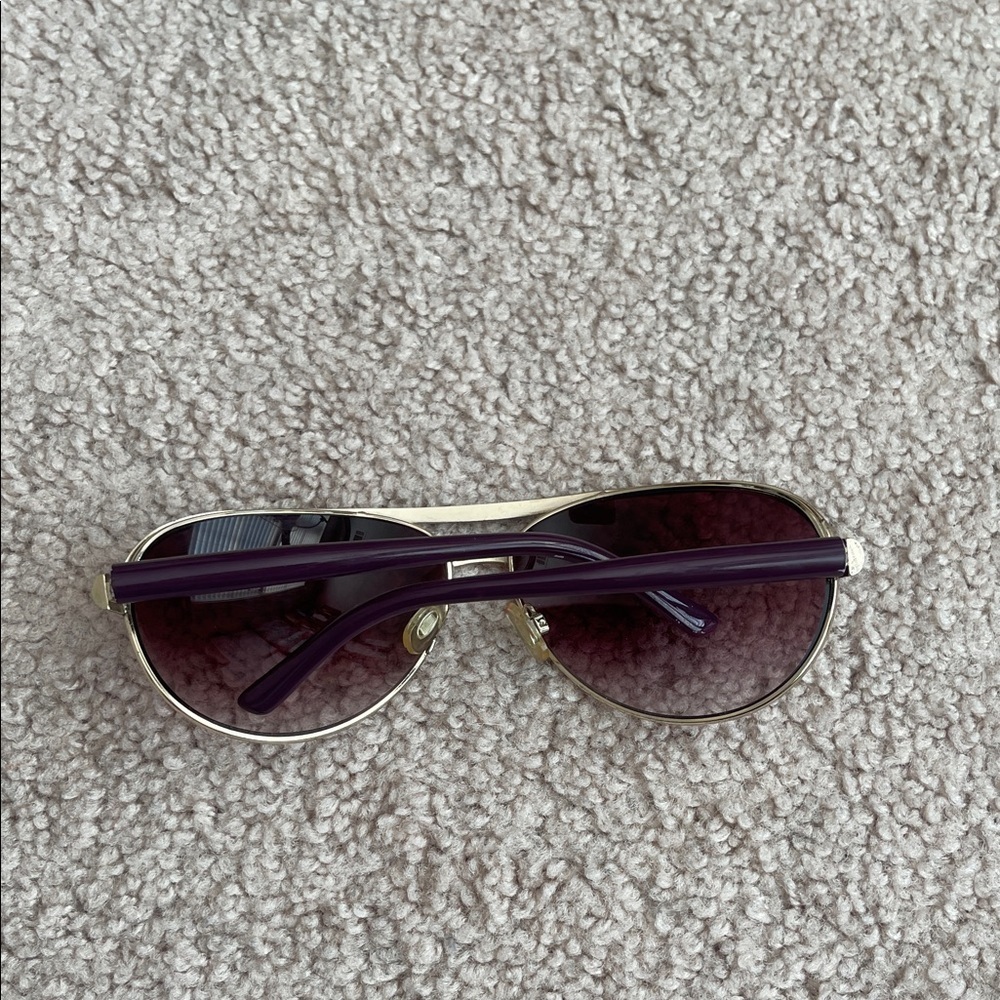 Chic Purple Sunglasses with Gold Trim - Picture 3 of 5